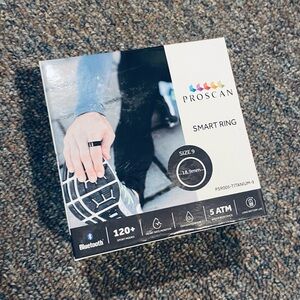 PROSCAN Smart Ring Bluetooth Titanium Size 9 Black Band NIB
